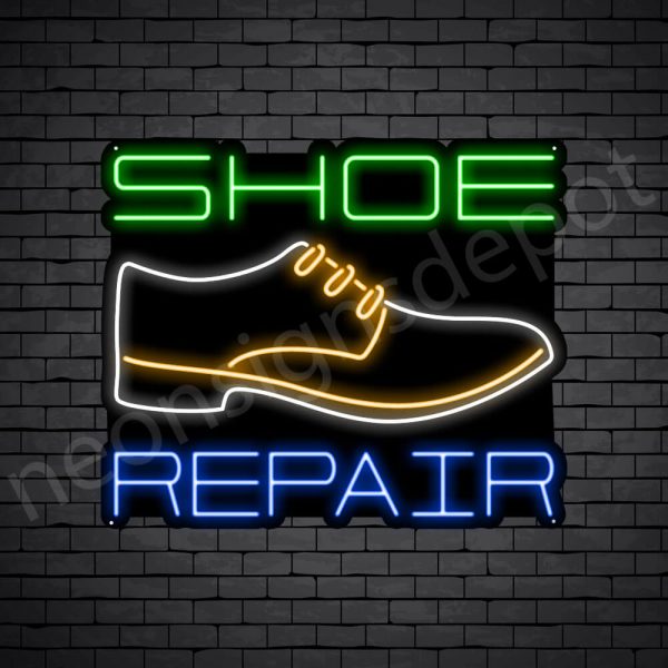 Shoe White Repair Neon Sign - Black