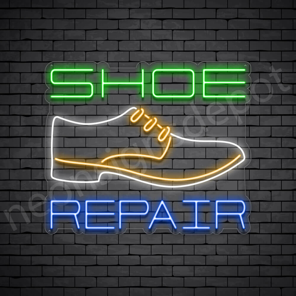 Shoe White Repair Neon Sign - Transparent
