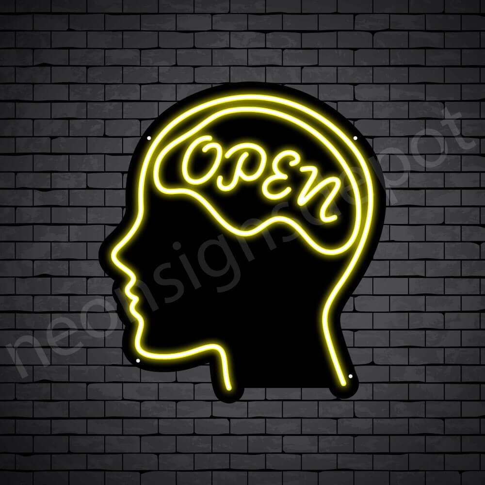 New Open Mind Brain Neon Sign Acrylic Gift Light Lamp Wall Room 14"x10"