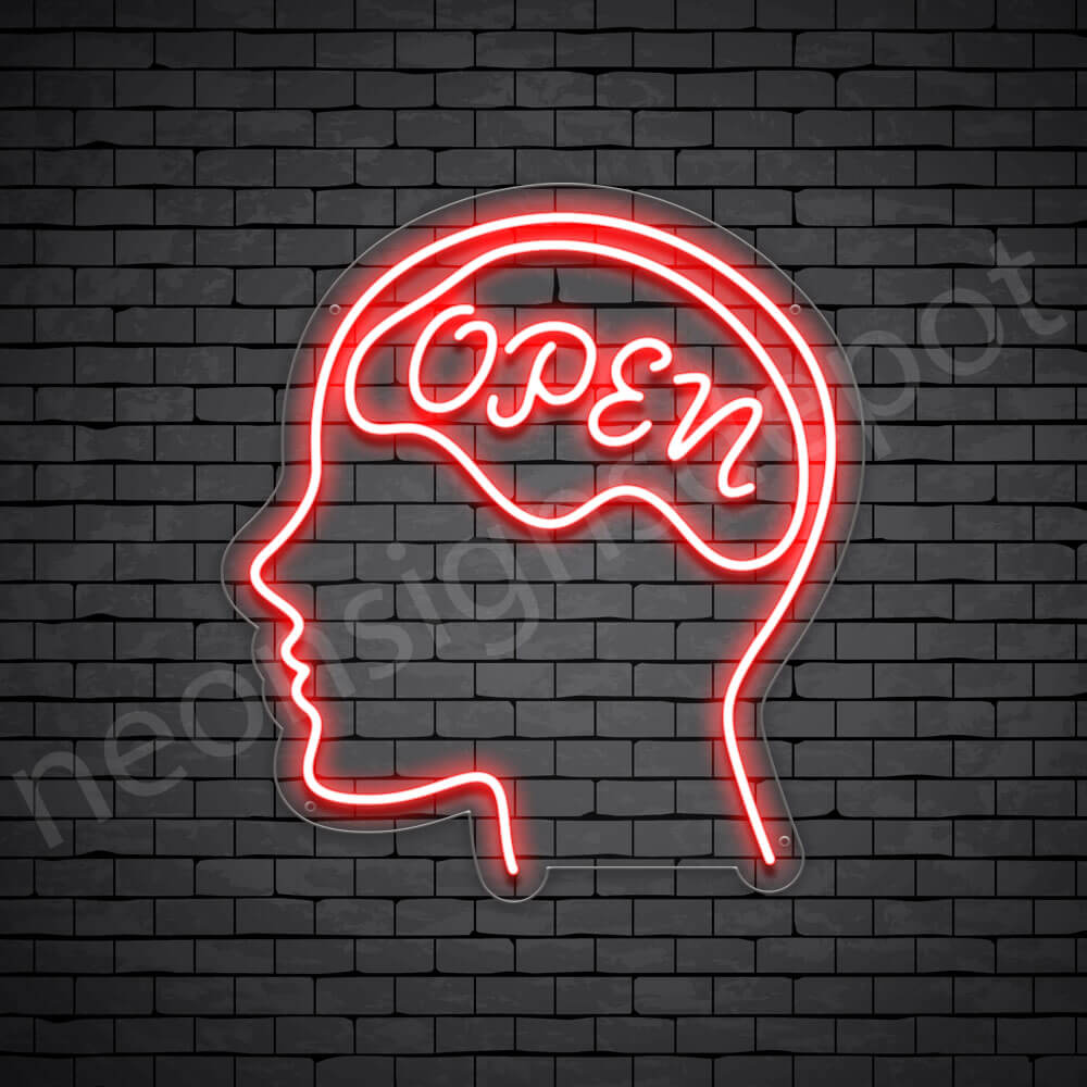 New Open Mind Brain Neon Sign Acrylic Gift Light Lamp Wall Room 14"x10"