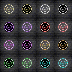 Pensive Emoji Neon Sign