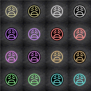 Tired Face Emoji Neon Sign