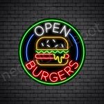 Open Burgers Neon Sign