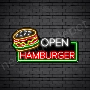 Open Hamburger Neon Sign