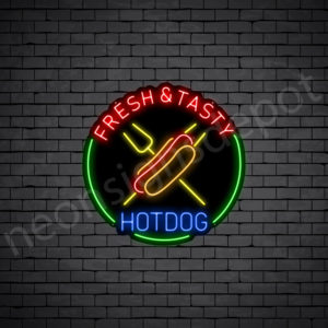 Fresh & Tasty Hotdog Neon Sign